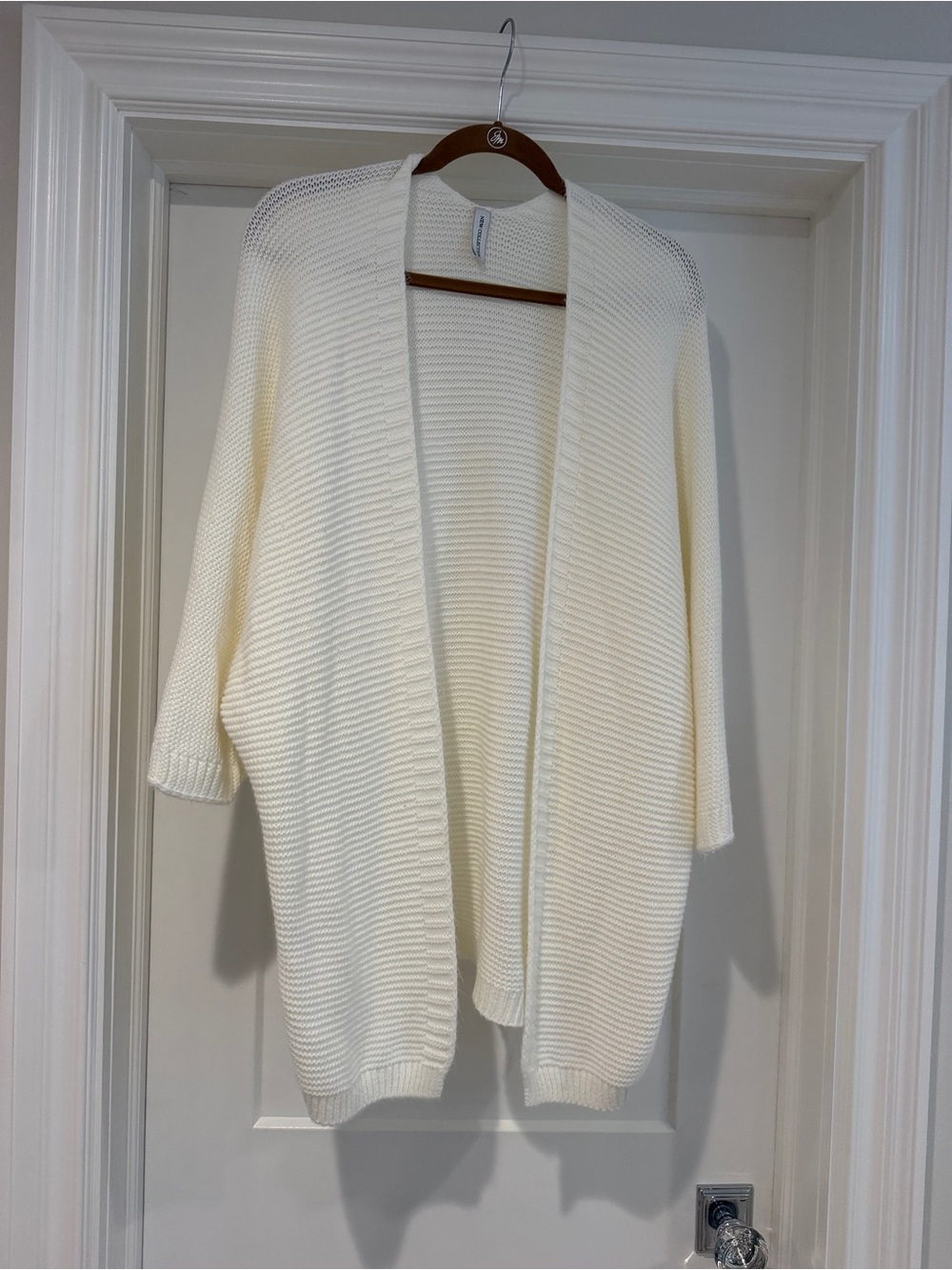 Open-Front Cream Knit Cardigan for Women
